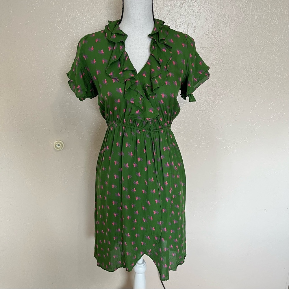 Tucker Green Mini Dress with Pink Floral Print